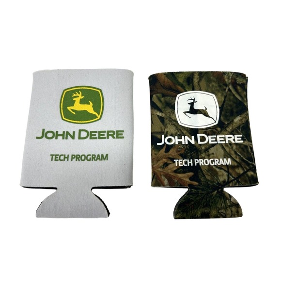 2 JOHN DEERE Foam Can Koozies - John Deere Tech Team Camo & White - Picture 2 of 2